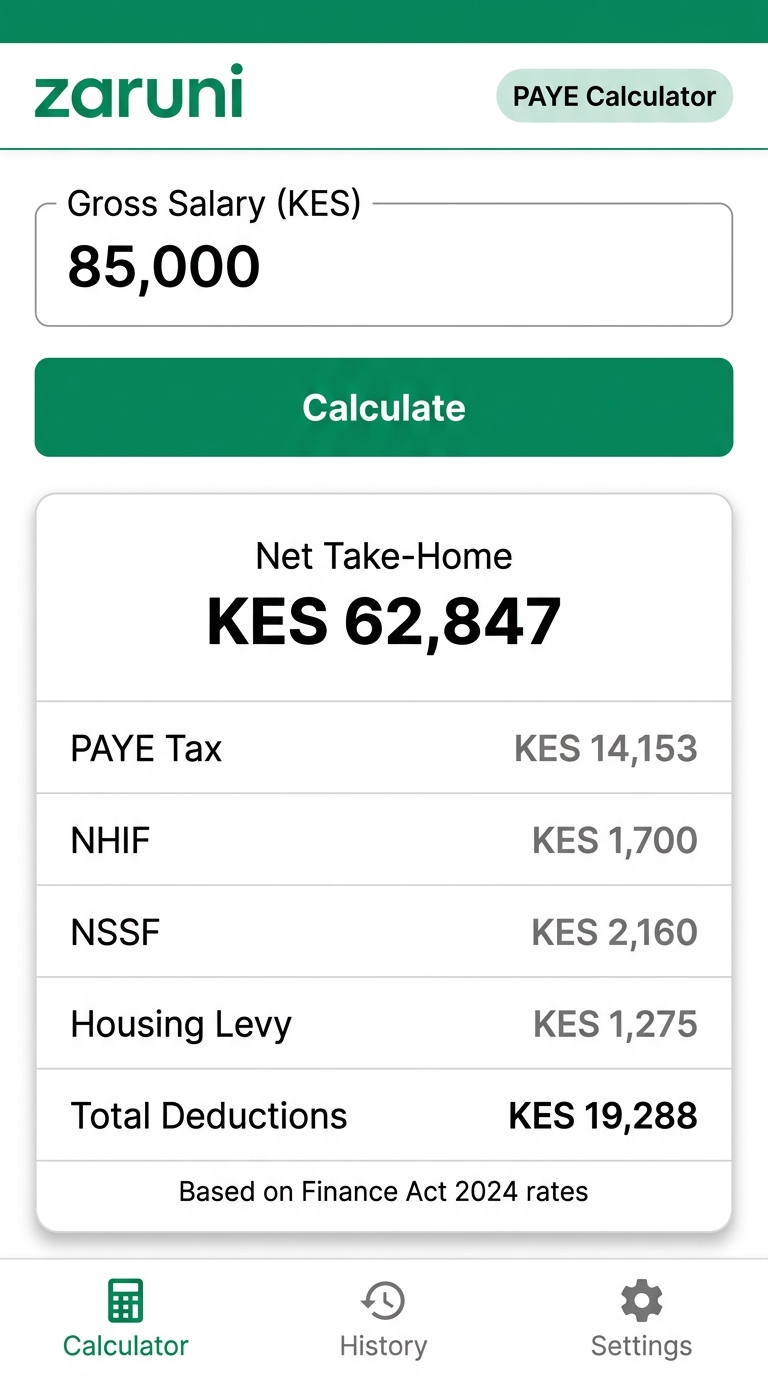 Kenya PAYE Calculator app screenshot